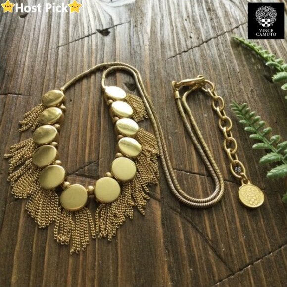 Vince Camuto Jewelry - VINCE CAMUTO Gold‑Tone Fringe Statement Necklace – Tribal Core Collection